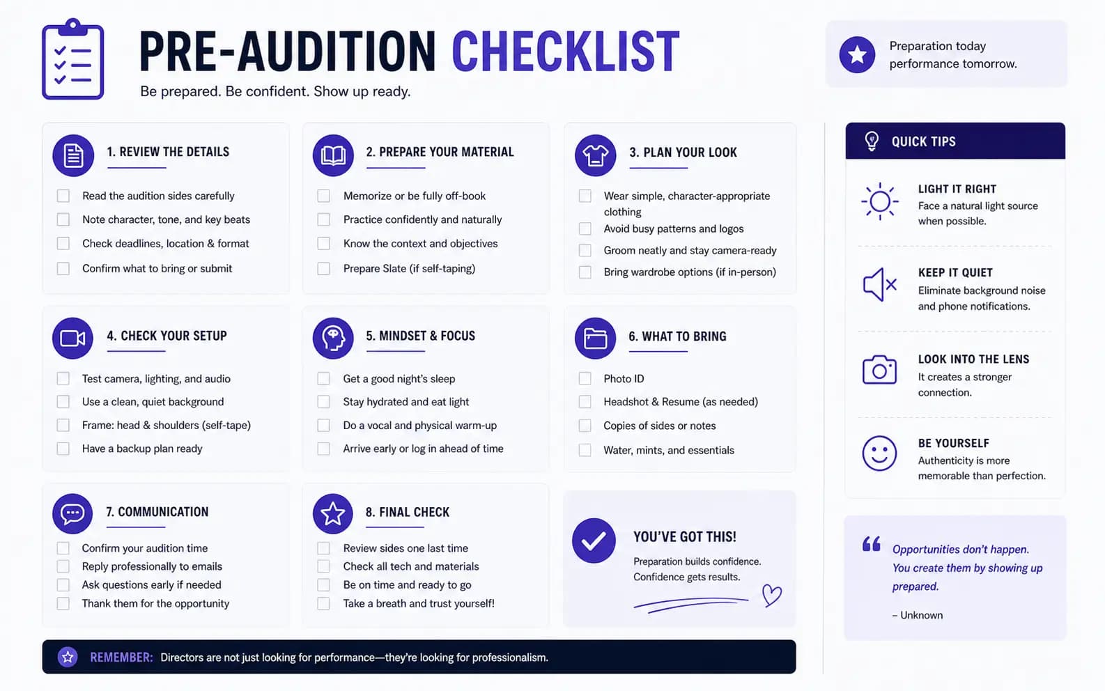 Pre-Audition Checklist